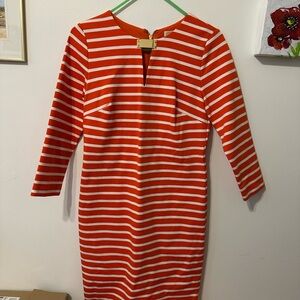 Michael Kors Orange & White Striped Long Sleeve Dress
